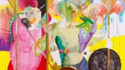 Carlos_Franco--A-transmuta-ao-das-pedras--2007-11--mixta---gel-fluor.y-collage-s.lienzo--160x210-cm