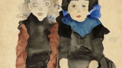 SHIELE_Dos_nias_sentadas_1911