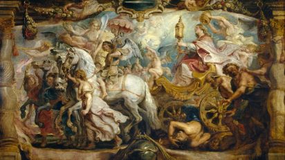 '﻿﻿El Triunfo de la Iglesia, Rubens'. Óleo sobre tabla, 63,5 x 105,7 cm, 1625 - 1626, Madrid, Museo Nacional del Prado.