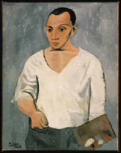 Pablo Picasso. Autorretrato con paleta, 1906. Óleo sobre lienzo, 91.9 x 73.3 cm. A.E. Gallatin Collection, 1950. Philadelphia Museum of Art. © Sucesión Pablo Picasso, VEGAP, Madrid, 2014.