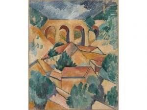 El viaducto de L'Estaque (Le Viaduc de l’Estaque ), principios de 1908 Óleo sobre lienzo 72,5 x 59 cm Centre Pompidou, Musée national d'art moderne, París. Dación, 1984 Georges Braque © VEGAP, Bilbao, 2014 Foto © Georges Meguerditchian - Centre Pompidou, MNAMCCI/ Dist. RMN-GP