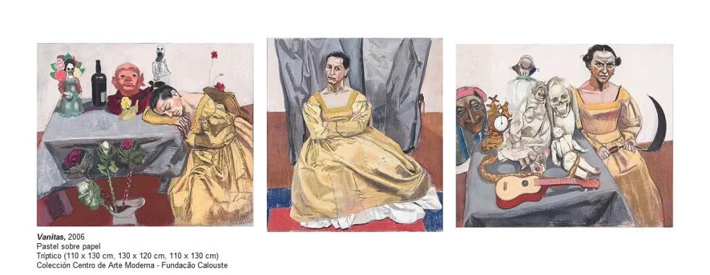 Paula Rego. Vanitas, 2006. Pastel sobre papel. Tríptico 110x130cm, 130x120cm, 110x130cm. Colección Centro de Arte Moderna. Fundaçao Calouste