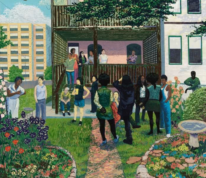 Kerry James Marshall. Garden Party [Fiesta de jardín], 2003. Foto: Tom Van Endye. Cortesía del artista, de Jack Shainman Gallery, Nova York, y de Koplin Del Rio, California.