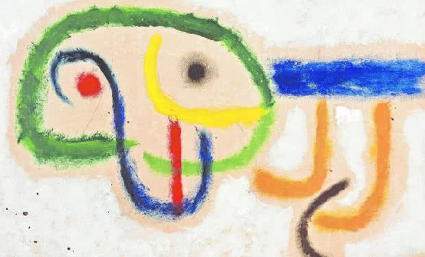 Joan Miró. Perro pequeño, 1963. Óleo sobre papel perforado