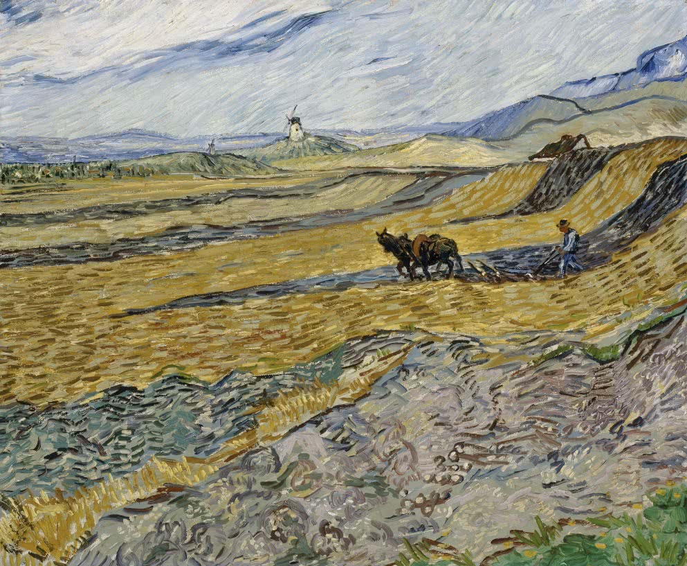 Vincent van Gogh. Enclosed field with ploughman. 1889. Museum of Fine Arts, Boston.