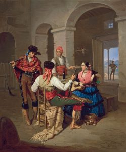 Manuel Cabral Aguado Bejarano. Escena en una venta , 1855. Óleo sobre lienzo, 62 x 52 cm. Cole cción Carmen Thyssen - Bornemisza en préstamo gratui to a l Museo Carmen Thyssen Málaga.