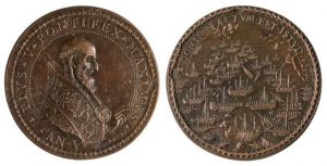 Giovanni Antonio De Rossi. Pío V y la batalla de Lepanto. 1571.