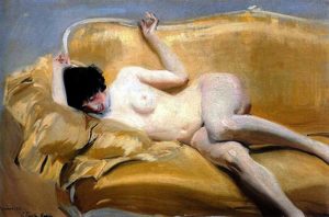 Joaquín Sorolla. Desnudo en el diván amarillo. 1912. Fundación AMYC-FRAN DAUREL.