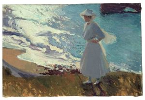 Joaquín Sorolla. María en la Playa de Biarritz. Firmado y fechado, 1906. Óleo/lienzo, 63 x 92 cm. Museo Sorolla, Nº Inv. 775. © Fundación Museo Sorolla.