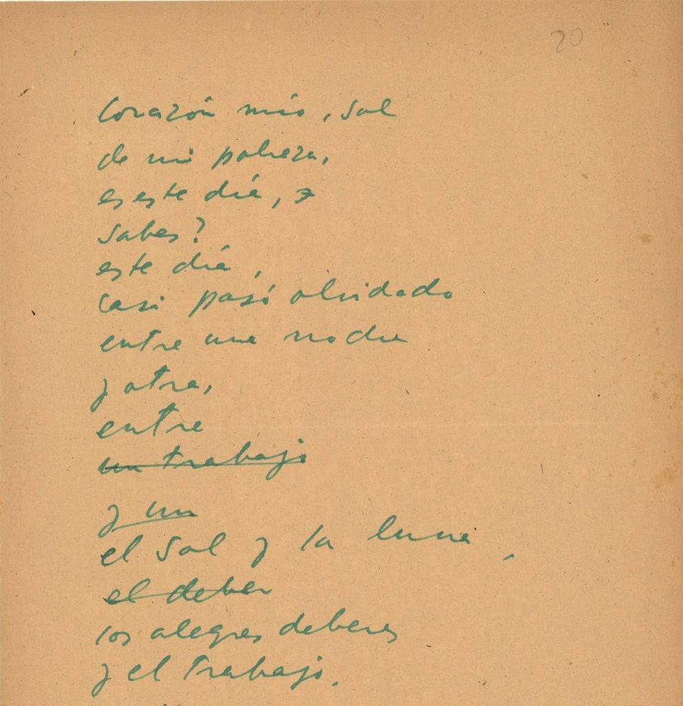 Fragmento poema inédito de Pablo Neruda