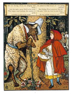 'Caperucita Roja0. Ilustración de Crane, Walter (1845-1915).