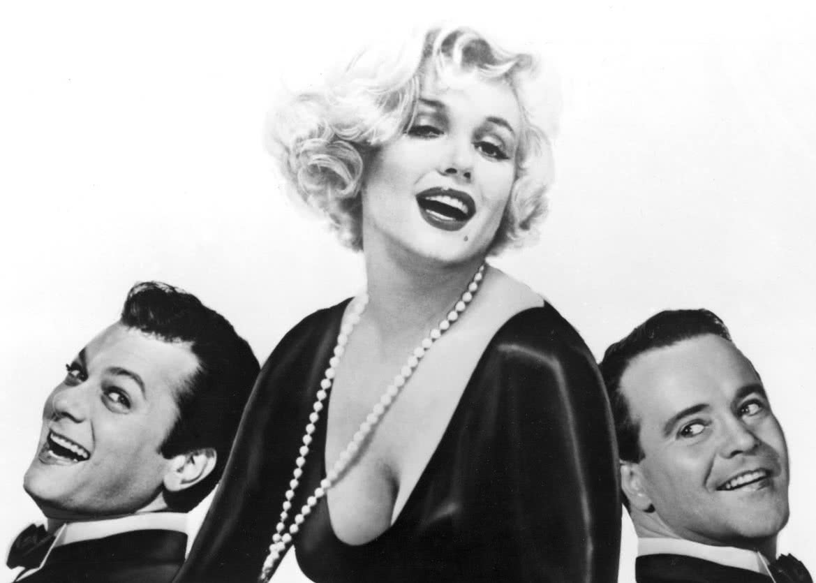 SOME LIKE IT HOT, Tony Curtis, Marilyn Monroe, Jack Lemmon, 1959.