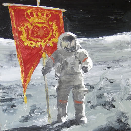 'Astronauta'. Helí García. 30 x 30 cm. T. mixta sobre tabla. 2012.