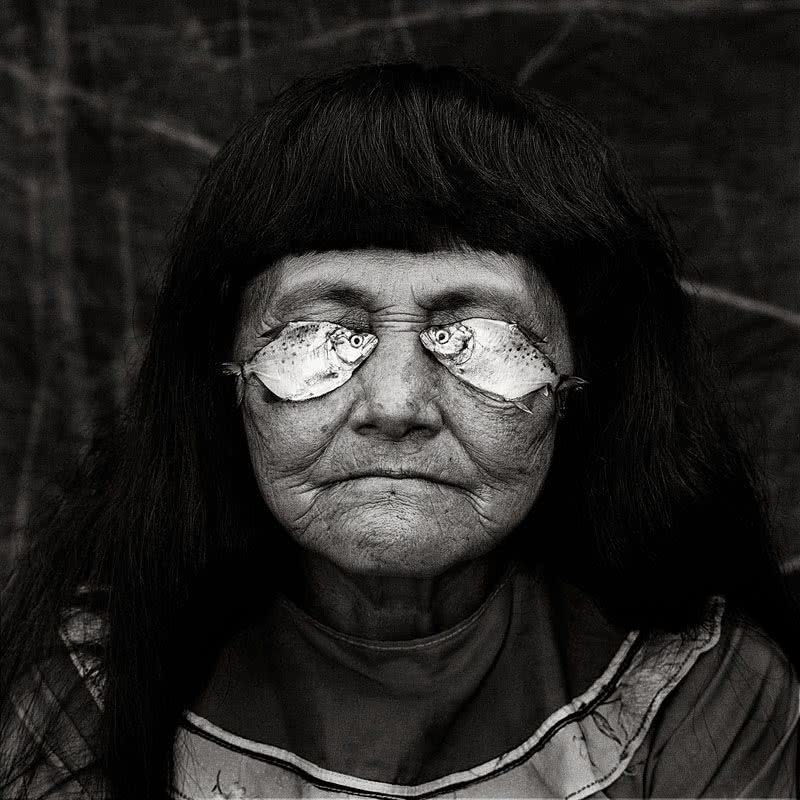 Javier Silva Meinel. Rostro con peces. Pucallpa, Perú. 1995.