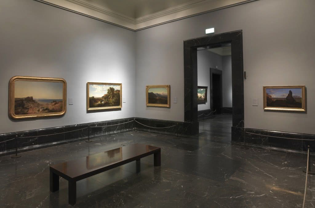 Sala 63 A. La obra 'Paisaje de Cataluña' de Ramón Martí Alsina está iluminada con leds