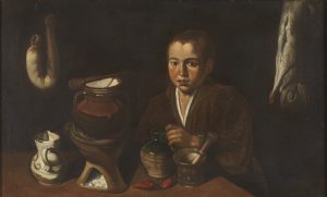 Pícaro de Cocina. Francisco López Caro (1598-1661). Óleo sobre lienzo, 58,5 x 98 cm. h.1620. Madrid, Museo Nacional del Prado. Donación Plácido Arango.