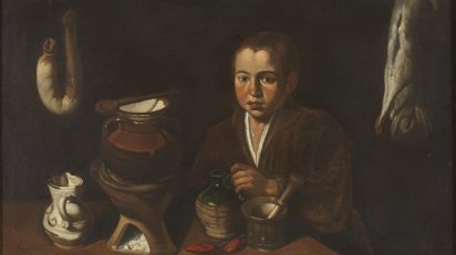Pícaro de Cocina. Francisco López Caro (1598-1661). Óleo sobre lienzo, 58,5 x 98 cm. h.1620. Madrid, Museo Nacional del Prado. Donación Plácido Arango.