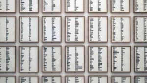 Ignasi Aballí Mapamundi 2010, 2011. Collage sobre papel, 30 x 21 cm c/u (110-115 ejemplares aprox.). Colección del artista.