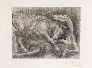 'Toro atacando un caballo'. Picasso. Cortesía de la Galería Guillermo de Osma.
