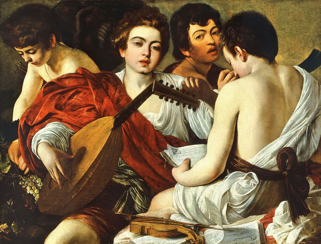 Caravaggio. Los músicos c. 1594-95. Óleo sobre lienzo. 92,1 x 118,4 cm. The Metropolitan Museum, New York, Rogers Fund.