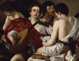 Caravaggio. Los músicos c. 1594-95. Óleo sobre lienzo. 92,1 x 118,4 cm. The Metropolitan Museum, New York, Rogers Fund.