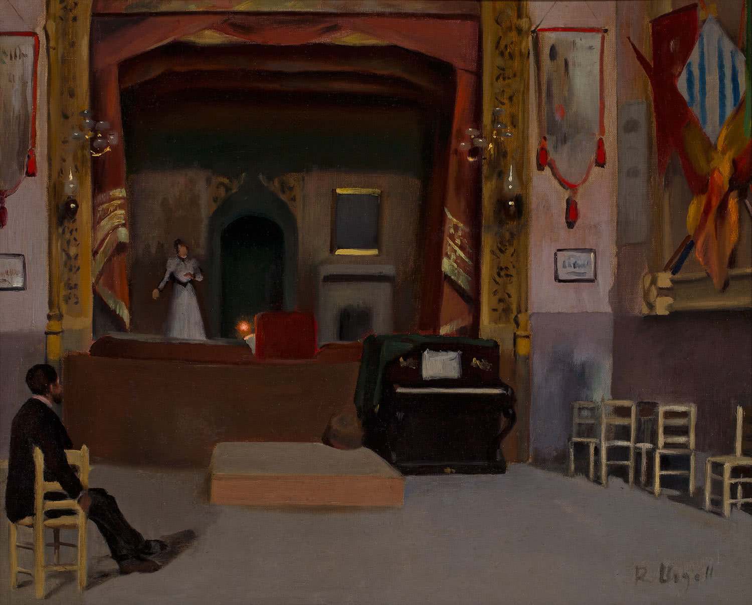 Ricard Urgell. Barcelona 1874–1924. Audició al teatre Gayarre, c. 1905-1910. Oli sobre tela. 51,5 x 62 cm.