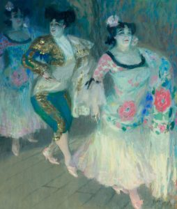Pau Roig. Premià de Mar 1879–Barcelona 1955. Escenari flamenc. 1905. Pastel. 50 x 45 cm.