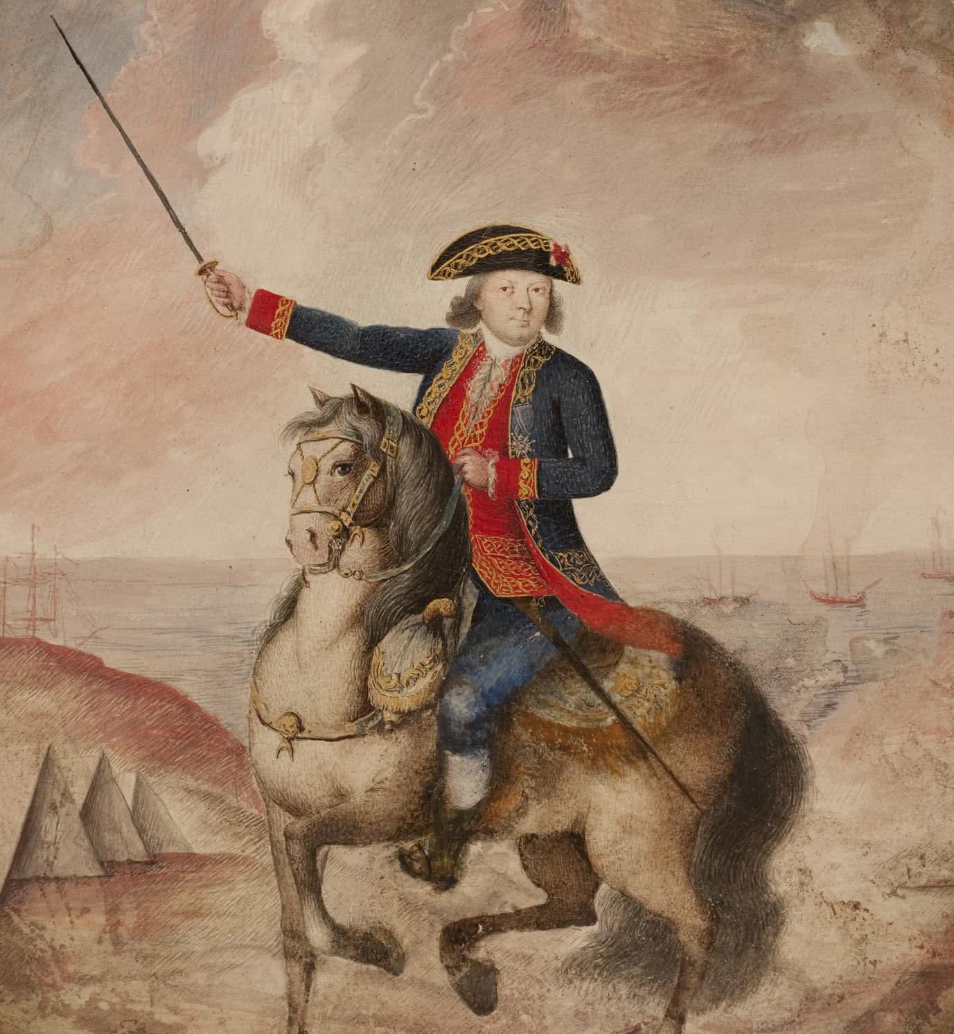 Retrato del mariscal Bernardo de Galvez. 1781 ca. Agua sobre papel.