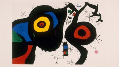 Joan MiróI due amici, 1969. Acquaforte, acquatinta e carburo disilicio, cm 71,5 x 106,5. Barcellona, Fundació Joan Miró. © Successió Miró by SIAE 2015.