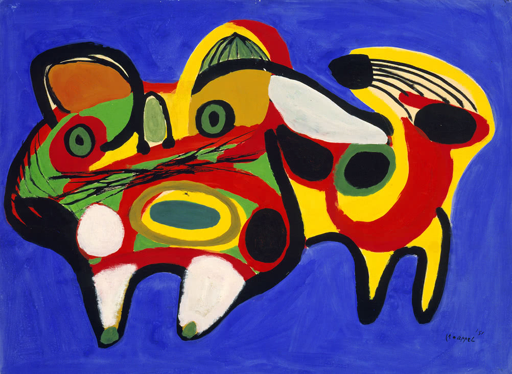 Karel Appel​, Le chat, ​1951, donation Anthony Denney à la Ville de Toulouse, dépôt aux Abattoirs – Frac Midi­Pyrénées (1995) © Karel Appel Foundation ­ Adagp ; Fotografía Auriol­ Gineste.