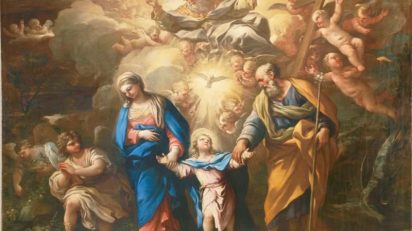 La Trinidad en la Tierra, hacia 1692-1702, de Luca Giordano (Nápoles, 1634 – 1705). Óleo sobre lienzo, 147'5 x 204 cm. Depósito de la Colección Pérez Simón.