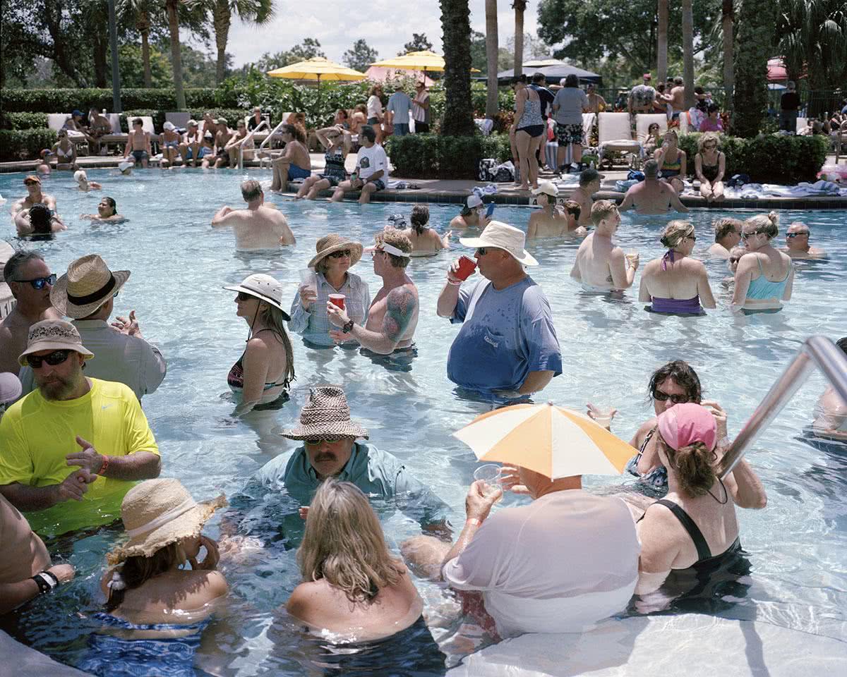 Matías Costa S/T. 2015 12 x 15 cm. Zonians enjoying the Pool Party, during the 2013 Panama Canal Society Reunion, at the Marriott hotel in Orlando, Florida.