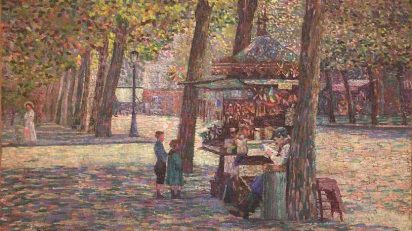 Gino Severini. Le marchand d’oublies [El vendedor de barquillos], 1909.
