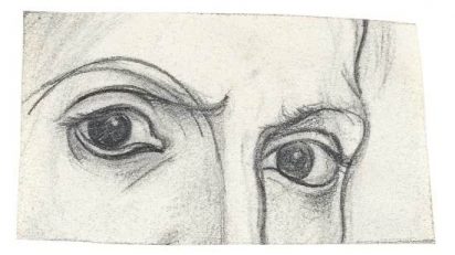Pablo Picasso. Los ojos del artista. París, 1917. Lápiz sobre papel vitela, 5 x 9 cm. © Museo Picasso Málaga Foto: Rafael Lobato © Sucesión Pablo Picasso, VEGAP, Madrid, 2016.