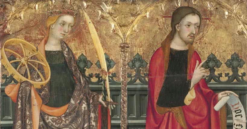 Lluís Borrassà, Compartimentos de predela con Santa Catalina de Alejandría y Jesucristo.