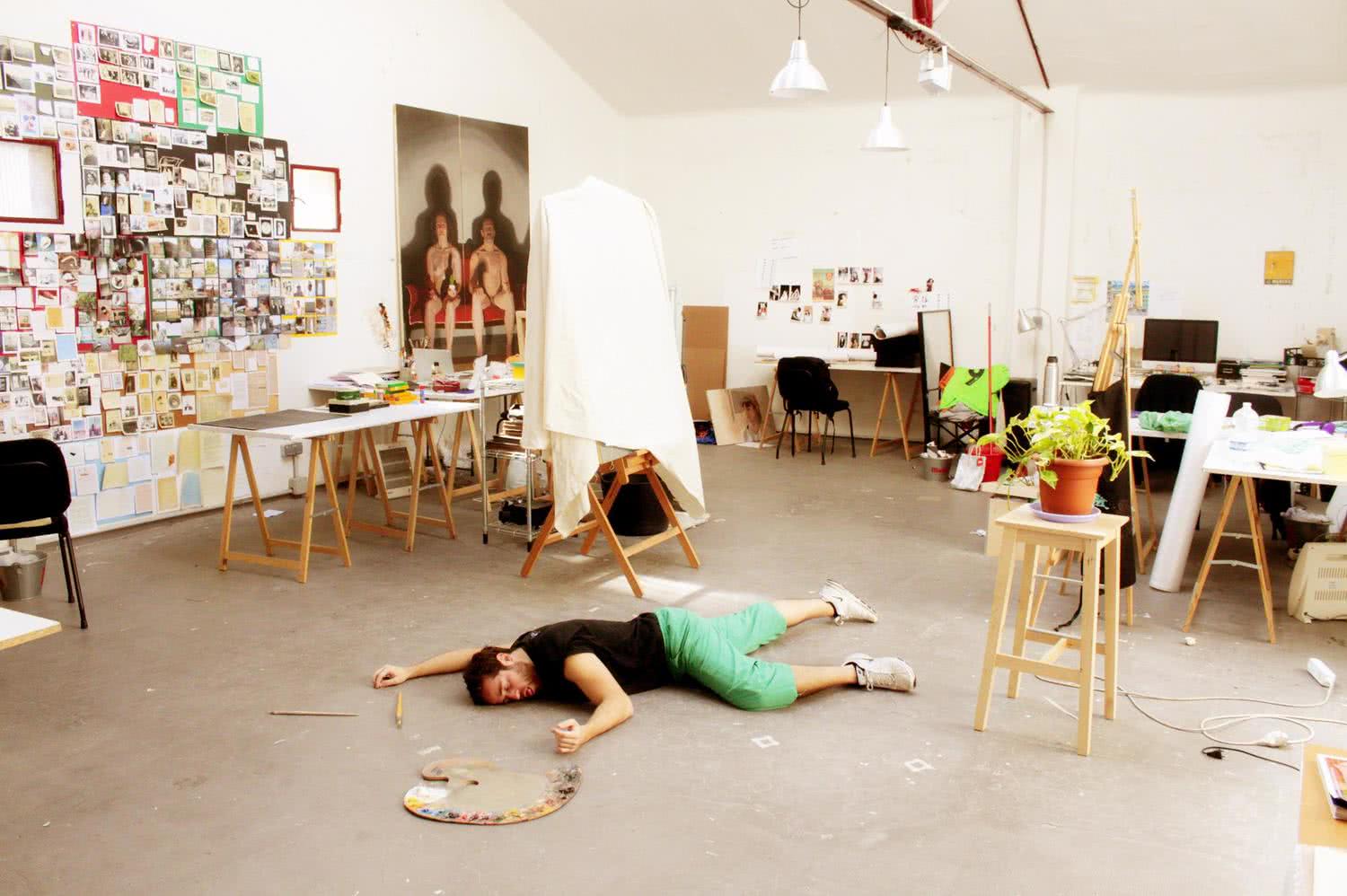 Artista achicharrado en Espacio Oculto Madrid. Verano de 2015.