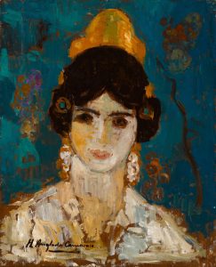 Anglada-Camarasa. Cabeza de valenciana joven, c. 1907. Óleo sobre madera 46,1 x 37,6 cm.