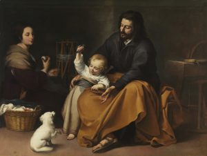 Sagrada familia del pajarito. Hacia 1650. Bartolomé Esteban Murillo. Museo Nacional del Prado.