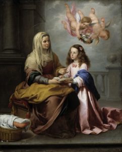 Santa Ana enseñando a leer a la Virgen. Hacia 1655. Bartolomé Esteban Murillo. Museo Nacional del P.rado
