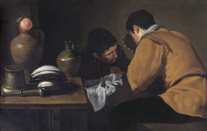 Dos jóvenes a la mesa. Hacia 1622. Diego Velázquez. Wellington Collection at Apsley House.
