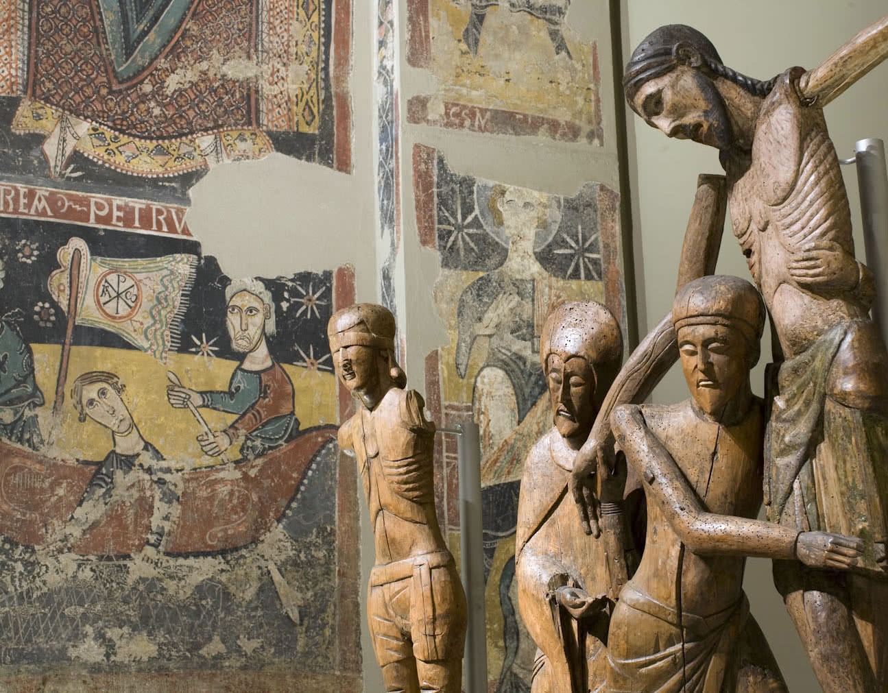 Crist del davallament de Santa Maria de Taüll, detall. Museu Nacional d'Art de Catalunya.