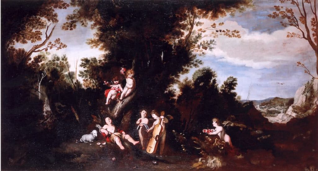 Antonio del Castillo. Paisaje con San Juan Bautista niño dormido.