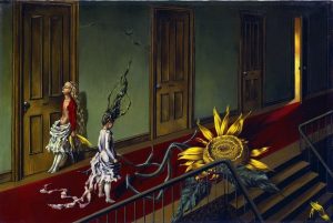 Dorothea Tanning. Eine Kleine Nachtmusik (Pequeña música nocturna). 1943. Tate Gallery, Londres. © Tate, London, 2016. © The Estate of Dorothea Tanning / ADAGP, Paris/ VEGAP, Málaga, 2016.