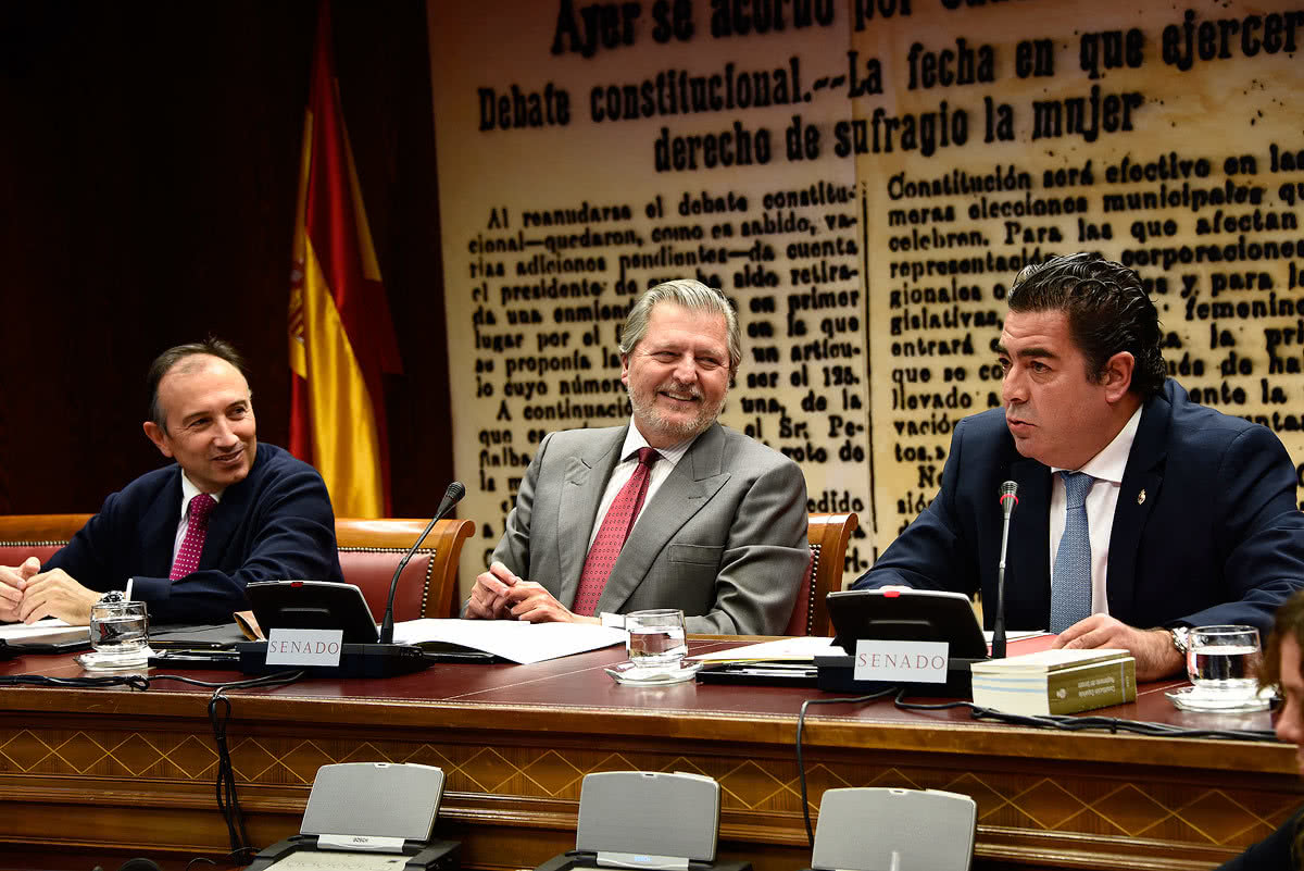 El ministro de Educación, Cultura y Deporte, Íñigo Méndez de Vigo, durante su comparecencia en el Senado.