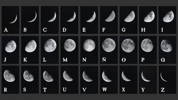 Leandro Katz. Alfabeto Lunar I/Lunar Alphabet I 1978. Mural, 27 fotografías b/n/Mural, 27 b&w photographs.