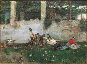 Mariano Fortuny. Almuerzo en la Alhambra c. 1872. Óleo sobre tela. 85,7 x 107 cm. Colección particular, Barcelona.