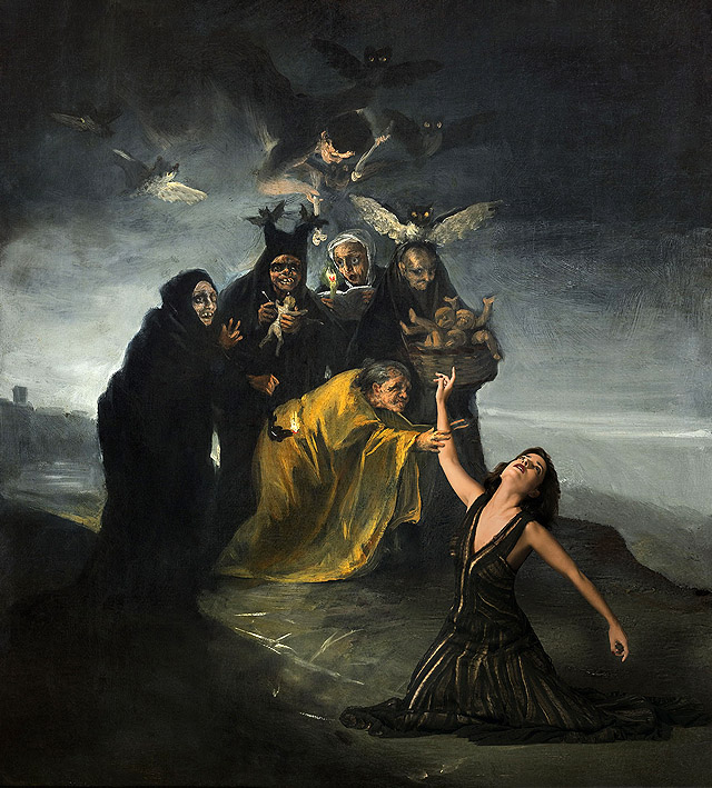 'Inma Cuesta y Goya'. A partir de 'Las Brujas' de Francisco de Goya (hacia 1798). © Museo Lázaro Galdiano, Madrid y © Denise de la Rue. 2017.