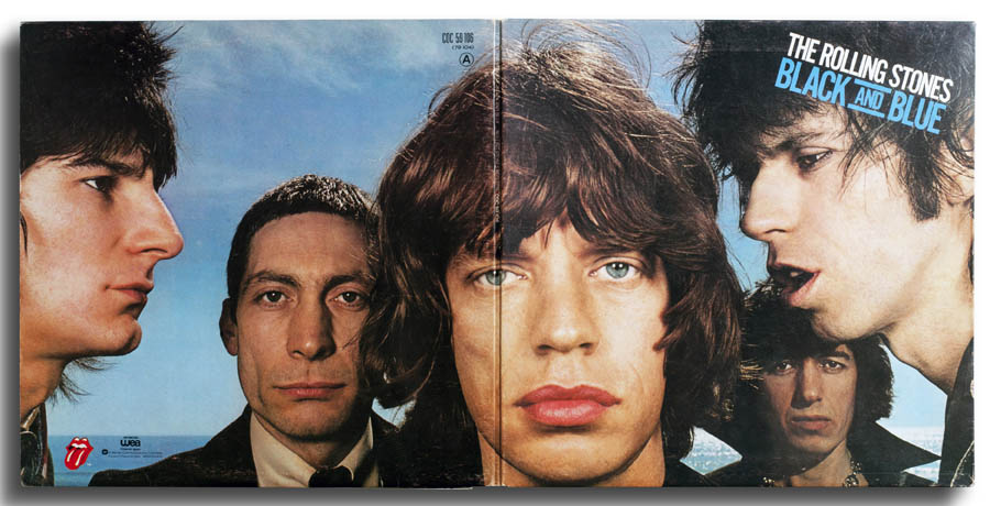 Vinilo: The Rolling Stones, Black and Blue, Rolling Stones Records. COC 59106, Inglaterra, 1976. Fotografía: Hiro. Diseño: Bea Feitler.