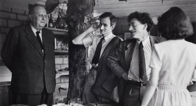 Alexander Liberman. Dinner Party, Andre Derain, Balthus and Alberto Giacometti, Paris 1954. Gift of Alexander Liberman, 1990. ICP. https://www.icp.org/browse/archive/objects/dinner-party-andre-derain-balthus-and-alberto-giacometti-paris