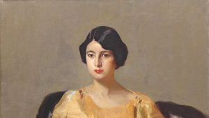 Joaquín Sorolla y Bastida. 'Elena con túnica amarilla'. 1909. Óleo sobre lienzo, 112 x 92 cm. Colección privada.